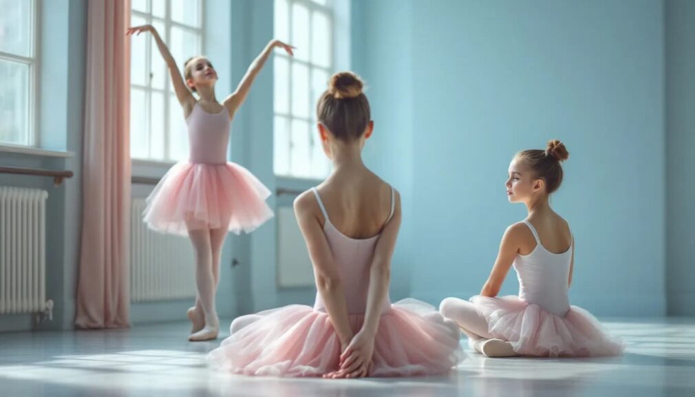 Schüler im Ballettunterricht, die Disziplin und Selbstvertrauen erlernen.